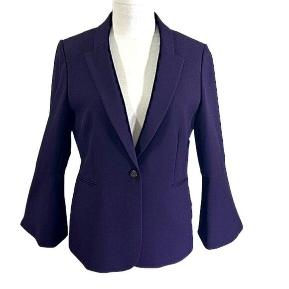 Tahari ASL Blazer Size 14 Split Bell-Sleeve Purple - Picture 2 of 13